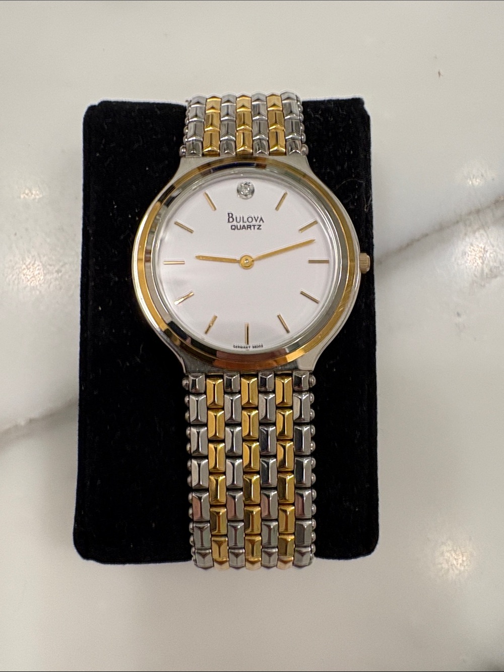 Bulova Two-Tone Gold and Silver Quartz Watch with White Dial